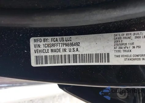 2023 Ram 1500 Big Horn 4X4 5'7 Box из США, поврежденный, VIN 1C6SRFFT7PN696492